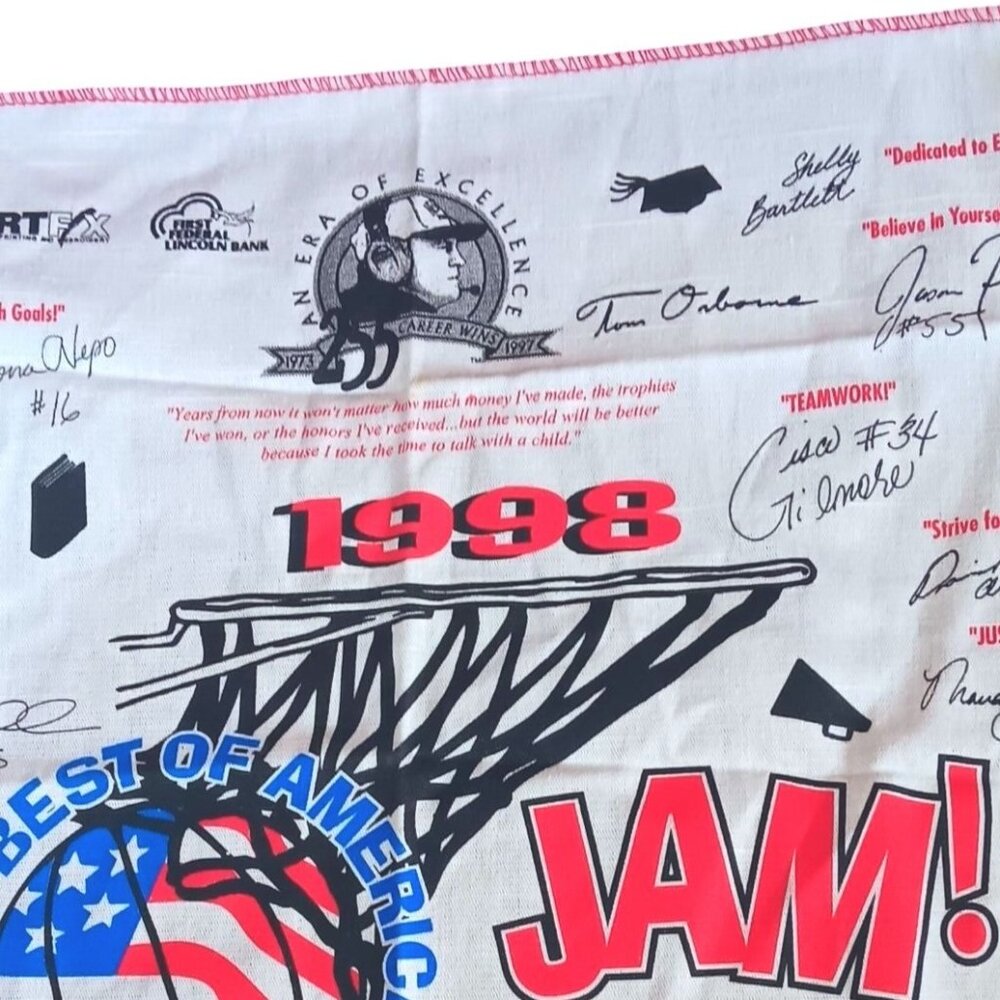 Vintage Hanky 1998 Bandana Hanky Nebraska Huskers Football Champs Tom Osbourne